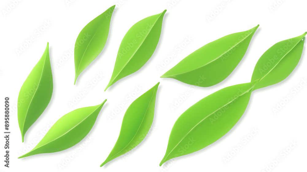 Naklejka premium Green tea leaf isolated on transparent background