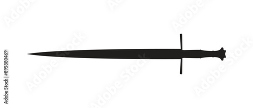 Sword silhouette isolated on a white background.