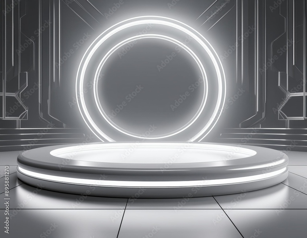 Fototapeta premium Portal Stage: 3D Tech Podium Background