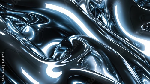 Wallpaper Mural Abstract Liquid Metal Texture in Cool Tones Torontodigital.ca