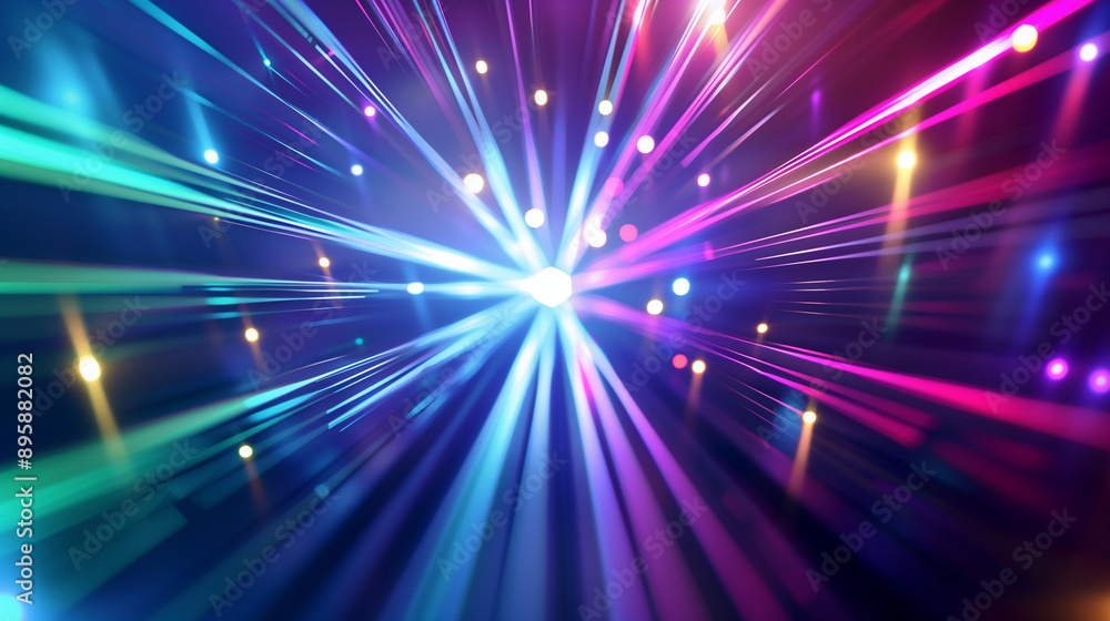 Neon ray blur.Defocused blue green soft glowing ray abstract copy space background. Neon ray blur.Defocused blue green soft glowing ray abstract copy space background.