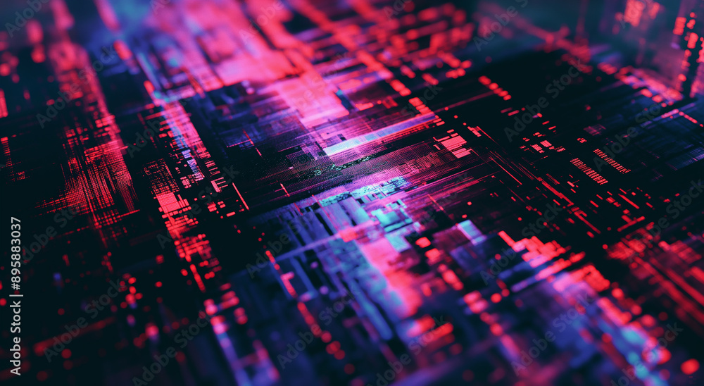 Abstract Digital Circuit Board in Neon Colors
Abstract Digital Circuit Board in Neon Colors