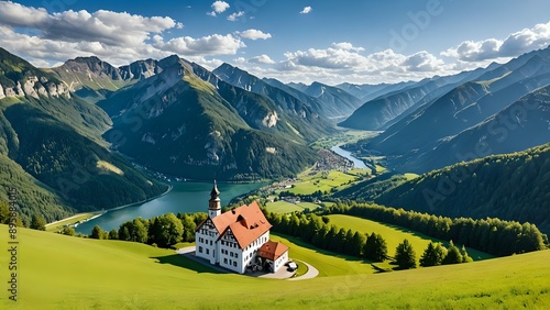 swiss mountain landscape,Genarate by ai photo