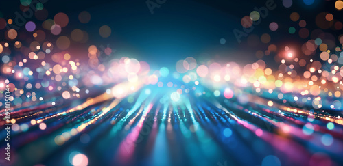 Abstract Waves of Neon Dots and Bokeh Lights 