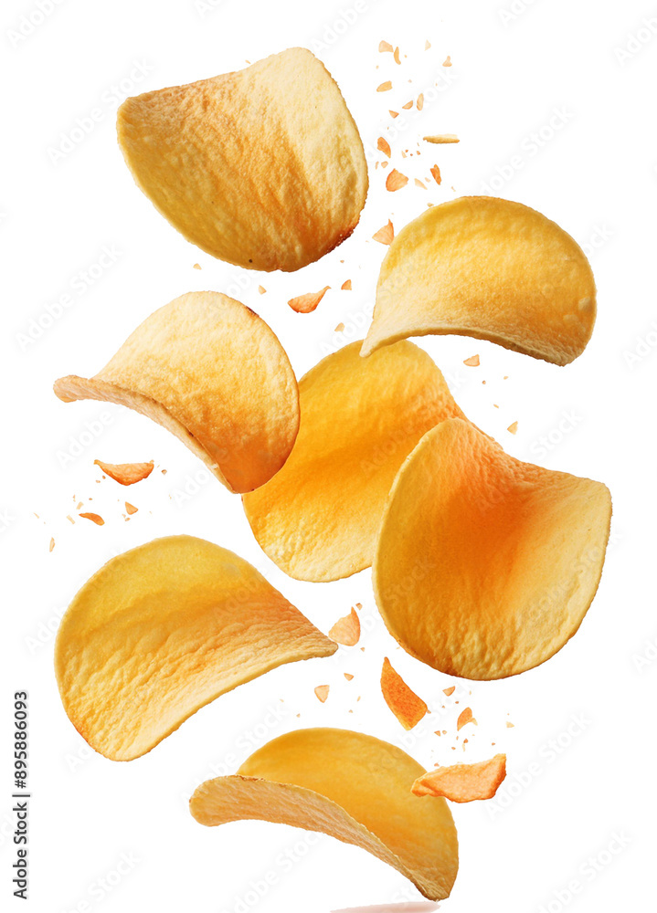Thin pieces of potato chips floated by Thin pieces of potato chips floated by