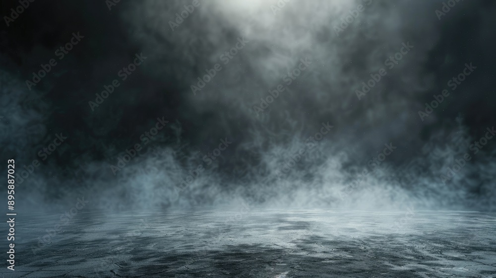 Dark smoky ground with fog and mist, perfect for creating eerie and mysterious backgrounds Dark smoky ground with fog and mist, perfect for creating eerie and mysterious backgrounds