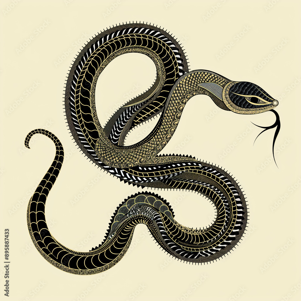 Obraz premium とぐろを巻いた蛇。巳年。干支
