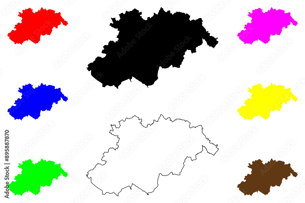 Fototapeta premium Erzgebirgskreis district (Federal Republic of Germany, rural district Swabia, Free State of Saxony) map vector illustration, scribble sketch Erzgebirgskreis map