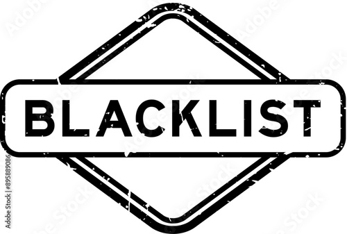 Grunge black blacklist word rubber seal stamp on white background