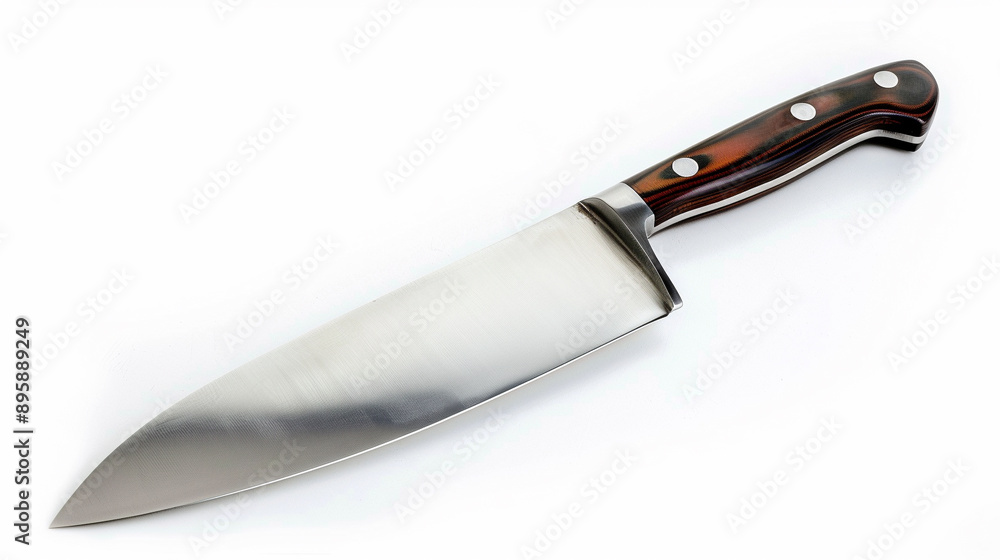 Professional studio photo of an ultra-detailed chef's knife, stainless steel blade, ergonomic handle Professional studio photo of an ultra-detailed chef's knife, stainless steel blade, ergonomic handle
