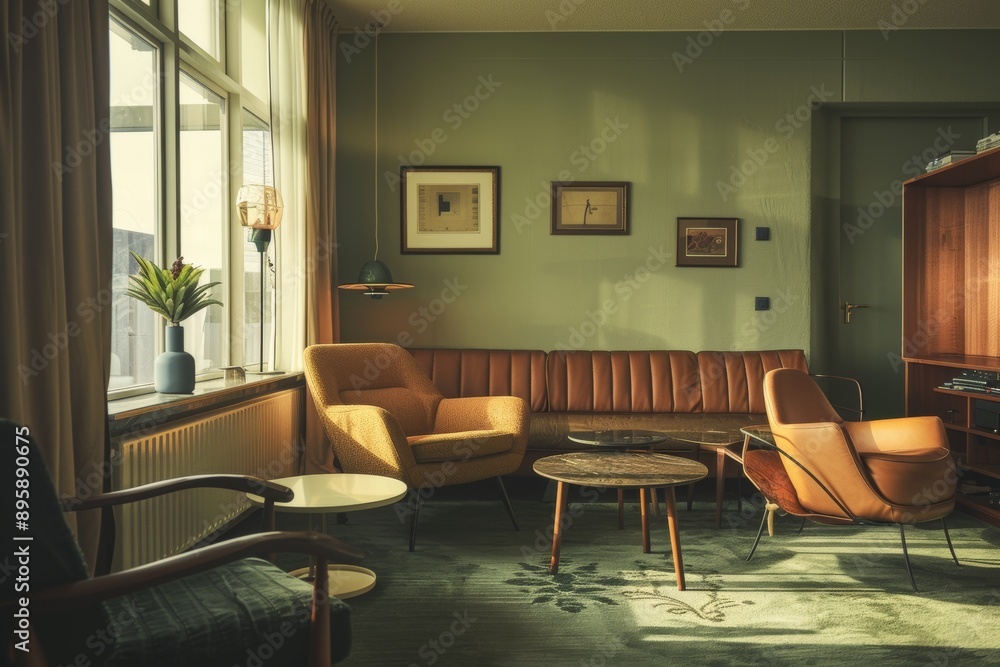 Interior of a cafe with armchairs and tables. Interior of a cafe with armchairs and tables.