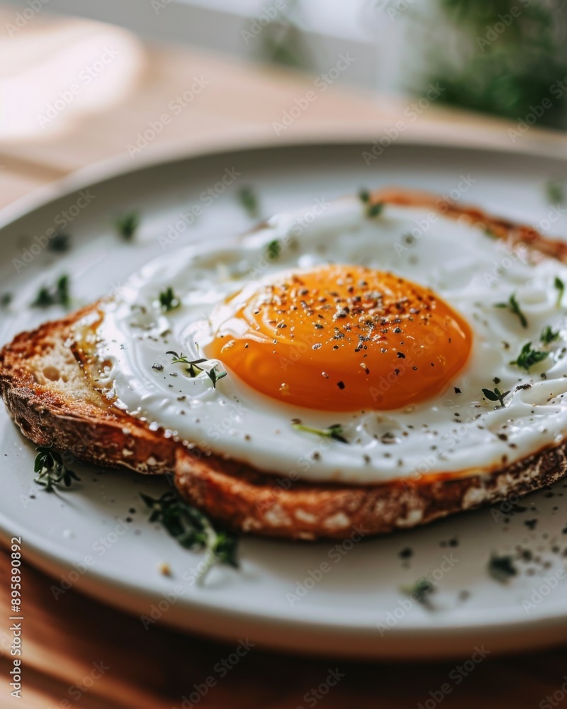 Fried Egg on Toast with Pepper and Herbs Fried Egg on Toast with Pepper and Herbs
