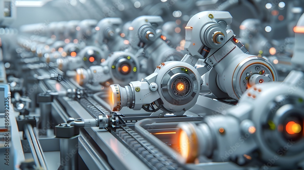 Ethereal Robotic Assembly Line Producing Cutting Edge Computing Hardware in a Factory Ethereal Robotic Assembly Line Producing Cutting Edge Computing Hardware in a Factory