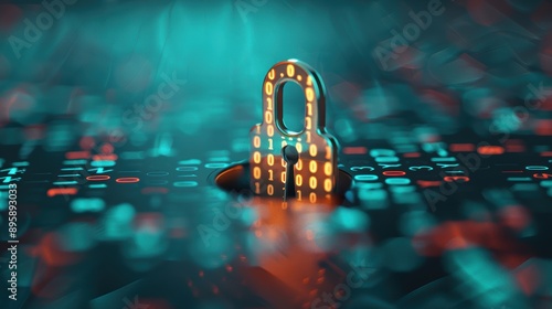 A conceptual image of a keyhole with binary code patterns, representing the role of encryption and strong passwords in cybersecurity.