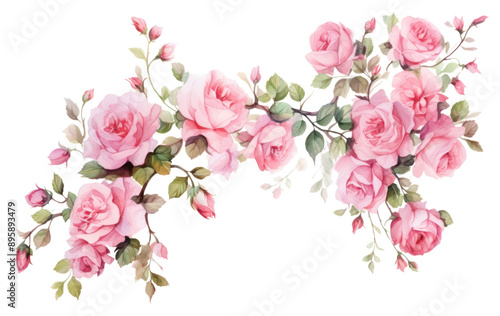 PNG  Elegant watercolor pink roses