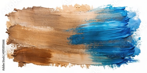 Fototapeta Naklejka Na Ścianę i Meble -  Avant-garde artistic artwork featuring blue, brown, and beige acrylic paint stains , avant-garde, background, acrylic, art