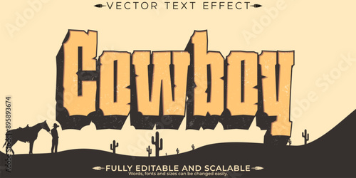 Western text effect, editable cowboy and wild text style