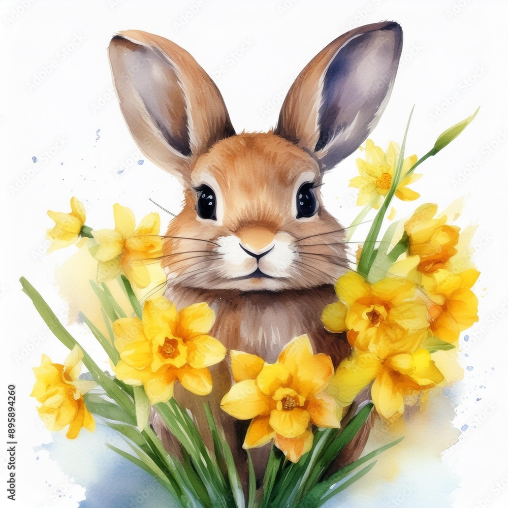 Obraz premium Bunny with flowers