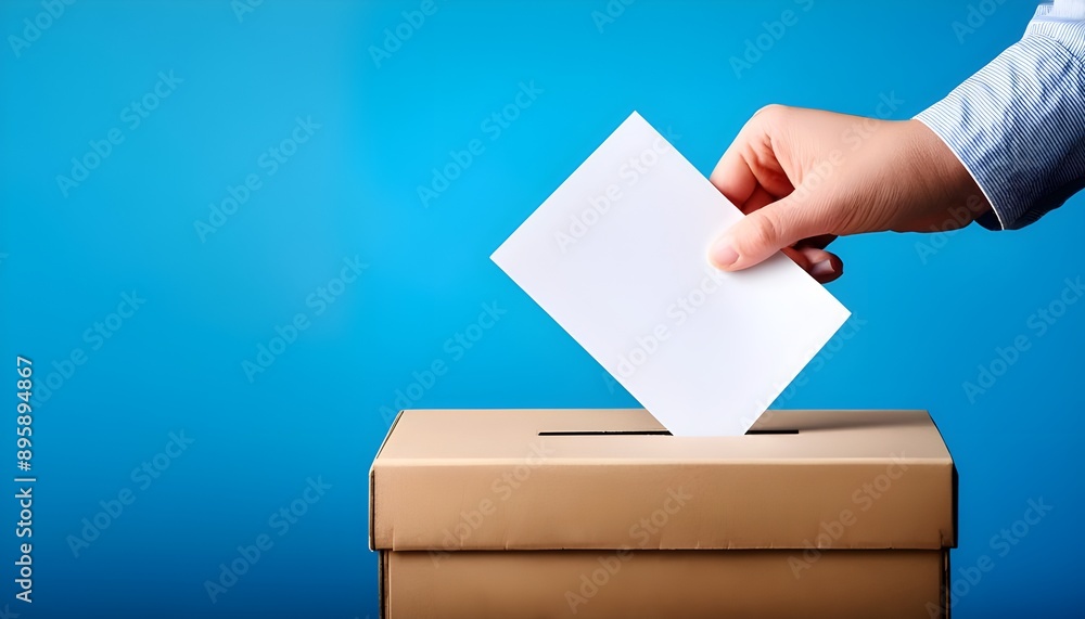 Voting , a hand putting a ballot paper into a box Voting , a hand putting a ballot paper into a box