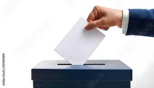 Voting , a hand putting a ballot paper into a  box