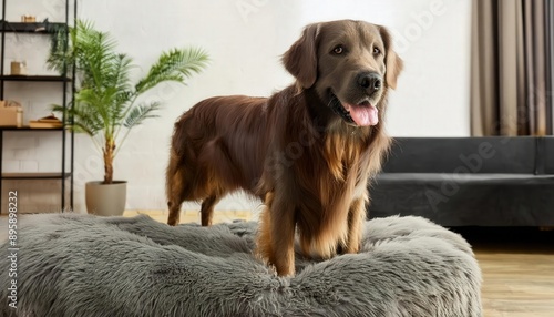 Originating from Scotland, Golden Retrievers were bred for hunting. They have a water-repellent double coat, webbed feet, and a strong swimming ability.