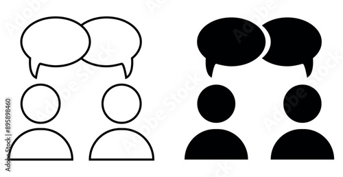 Discussion, dispute icon. Line, glyph and filled outline, Forum chat outline and filled vector illustration. Different style icons graphics set.