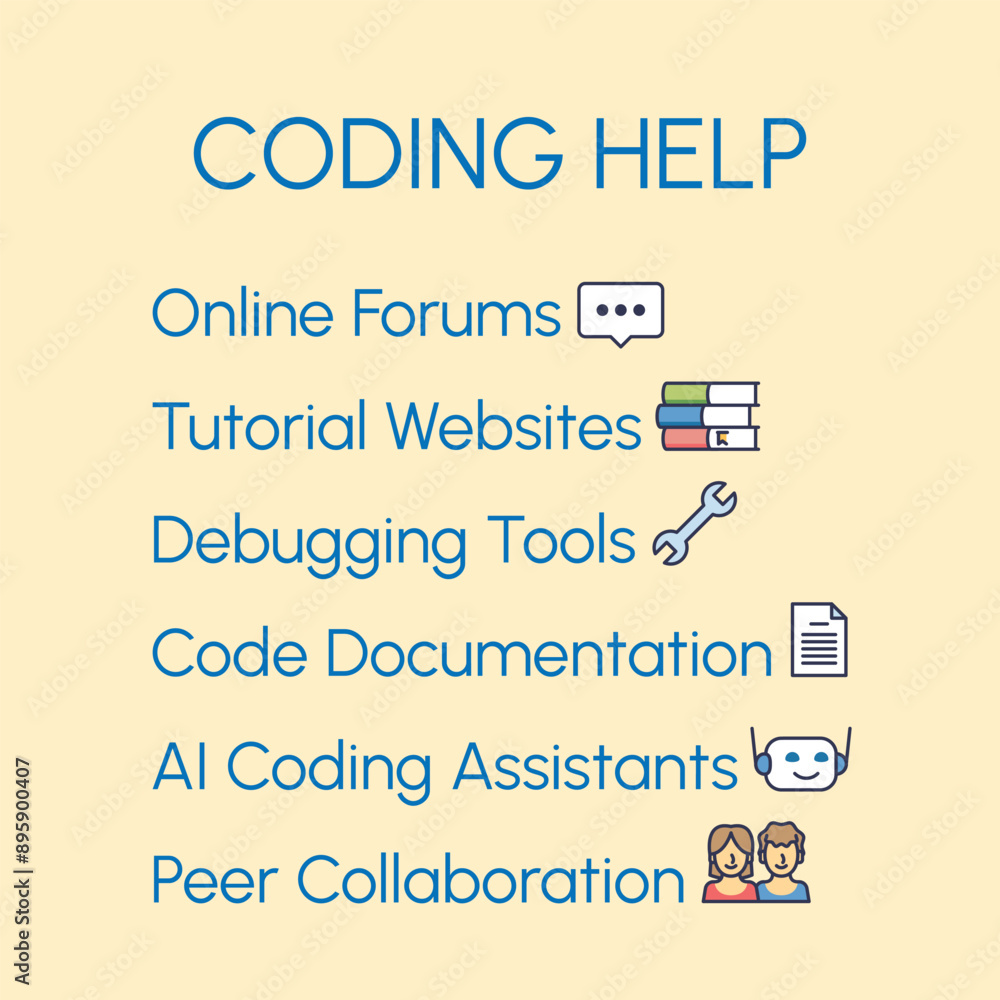 Coding help and web programming support places in outline emoji diagram ...
