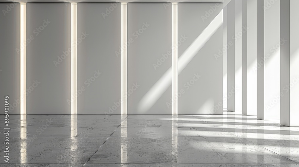 Minimalist Architectural Interior with Sunlight Beams Minimalist Architectural Interior with Sunlight Beams