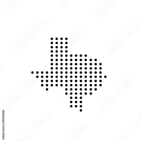 Dot Texas map vector, Texas icon, star, blue red and white.