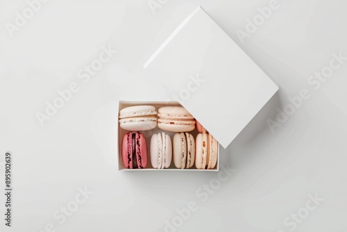 macaron box mockup, on white background, branding