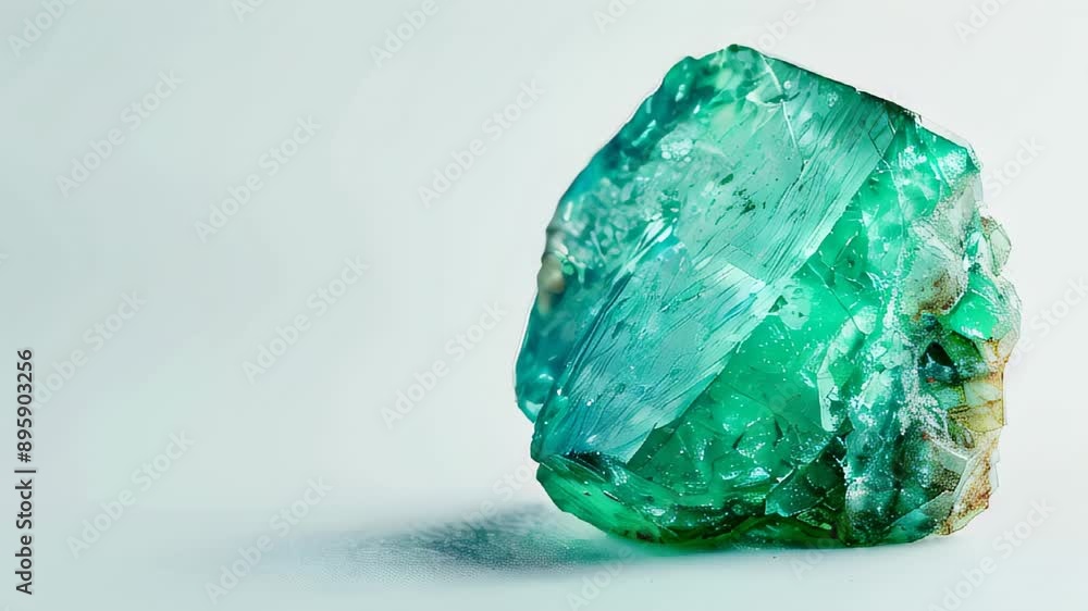 Green gemstone with translucent texture on white background Green gemstone with translucent texture on white background