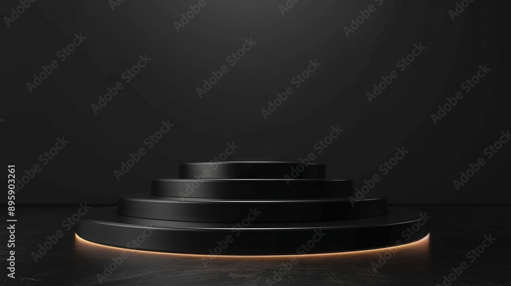 Obraz premium Elegant Black Podium on Dark Background