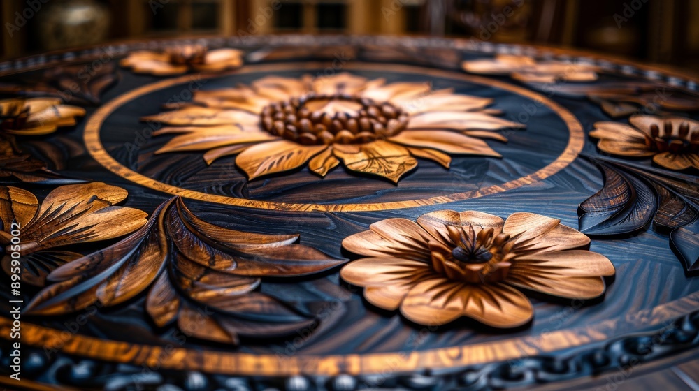 Luxurious Marquetry Parquet with Inlaid Floral Motifs Luxurious Marquetry Parquet with Inlaid Floral Motifs