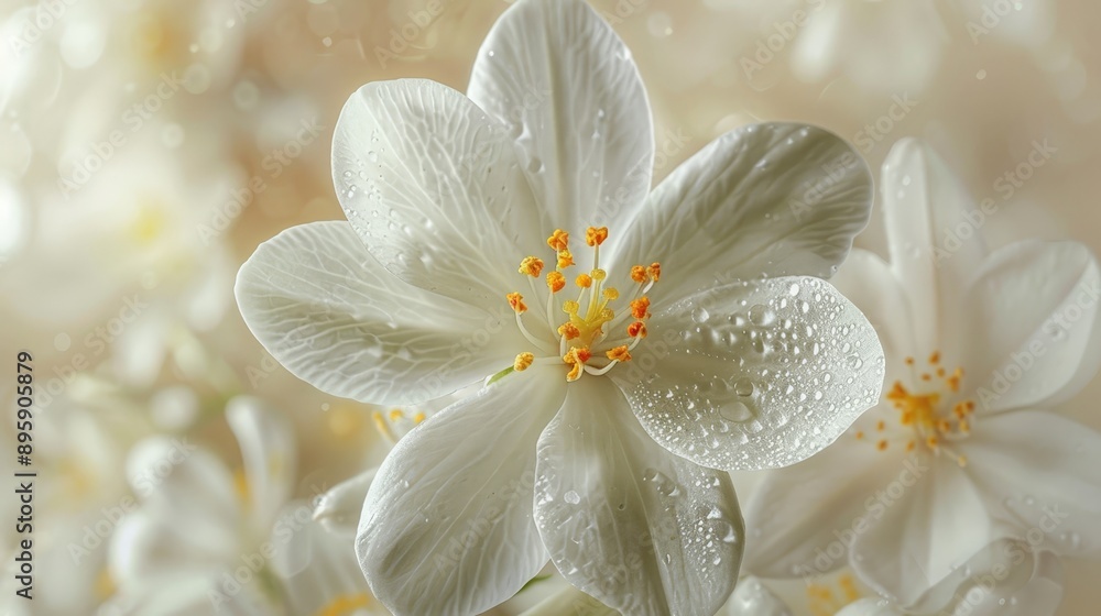 Detailed view of a white jasmine flower Detailed view of a white jasmine flower