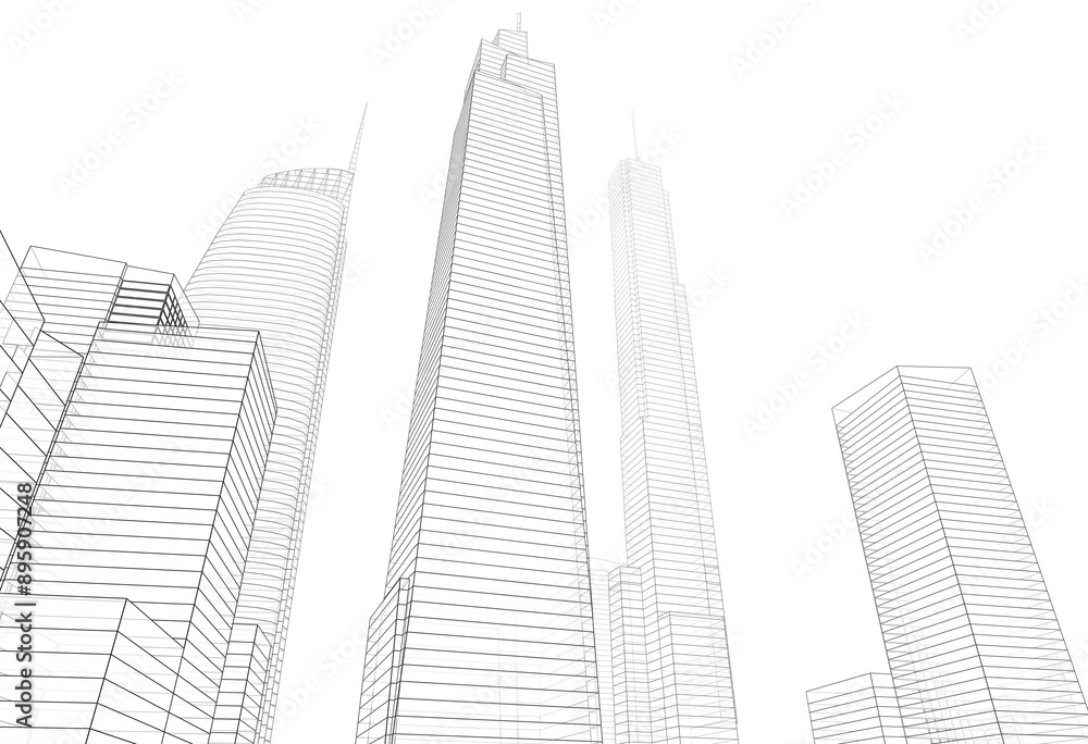 City buildings architectural 3d illustration City buildings architectural 3d illustration
