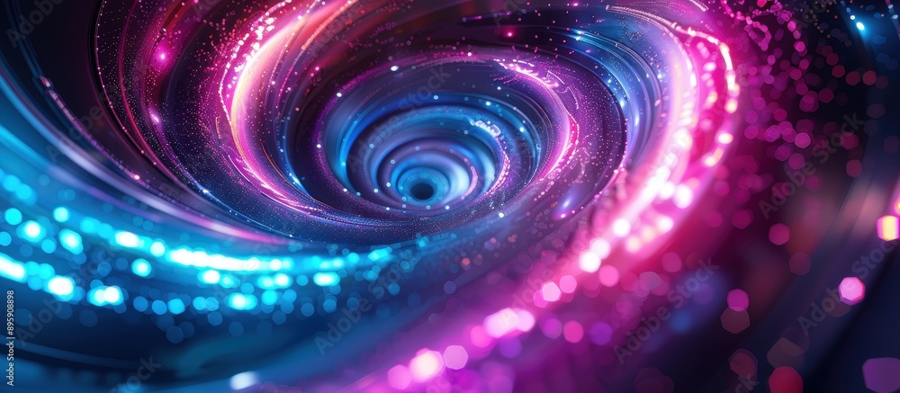 Abstract Vortex of Neon Lights and Sparkles in a Futuristic Digital Space Abstract Vortex of Neon Lights and Sparkles in a Futuristic Digital Space