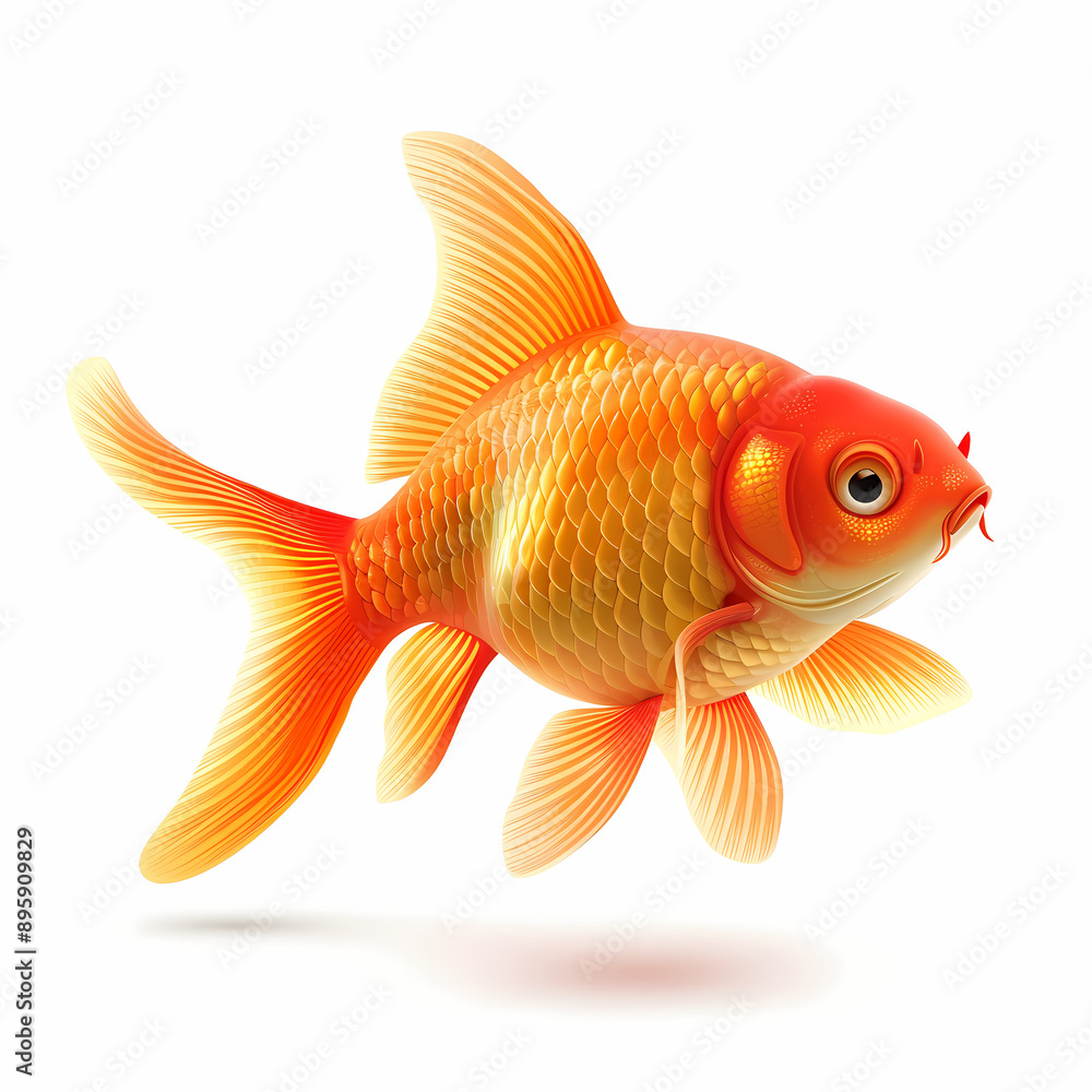 3D goldfish in white background vector image 3D goldfish in white background vector image