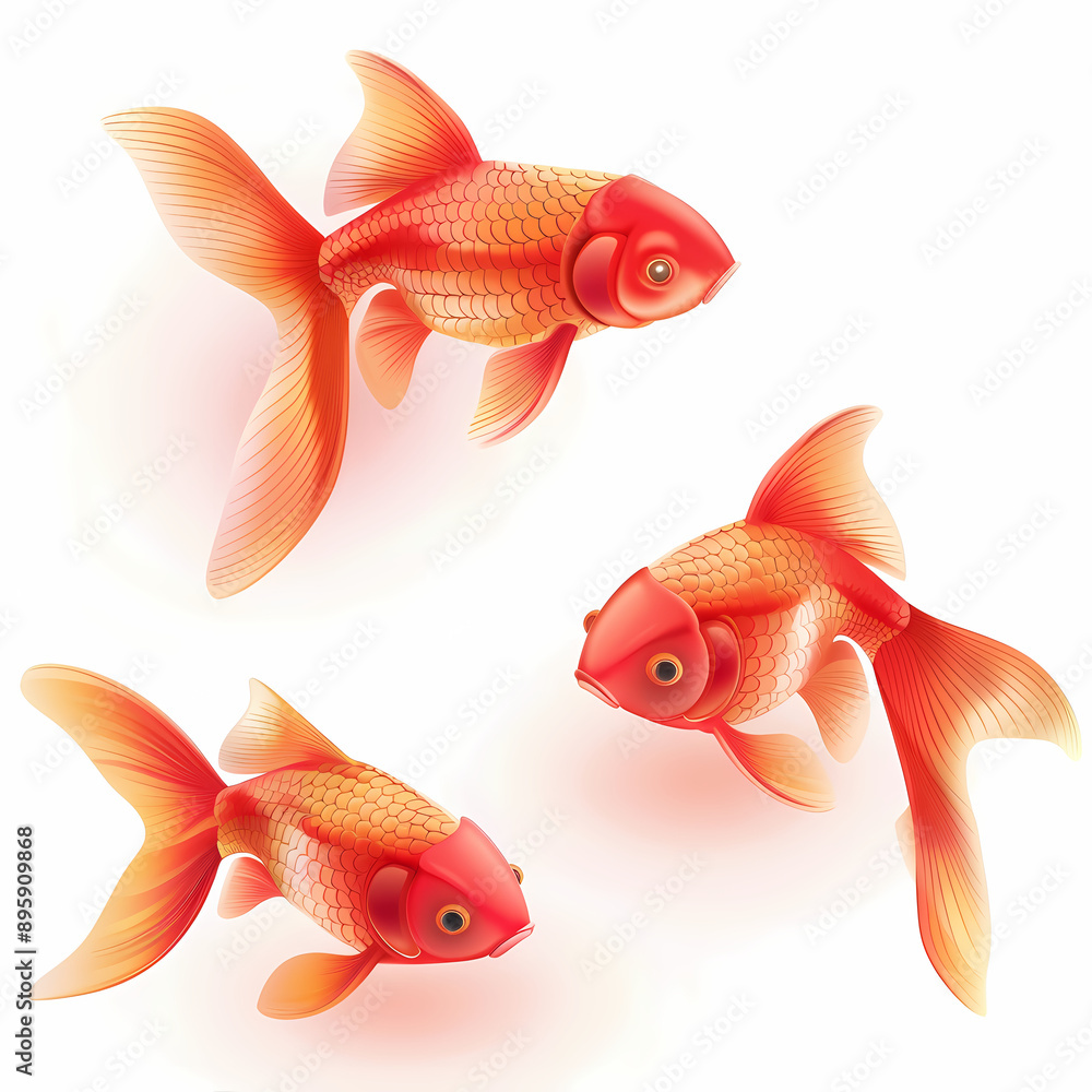3D goldfish in white background vector image 3D goldfish in white background vector image