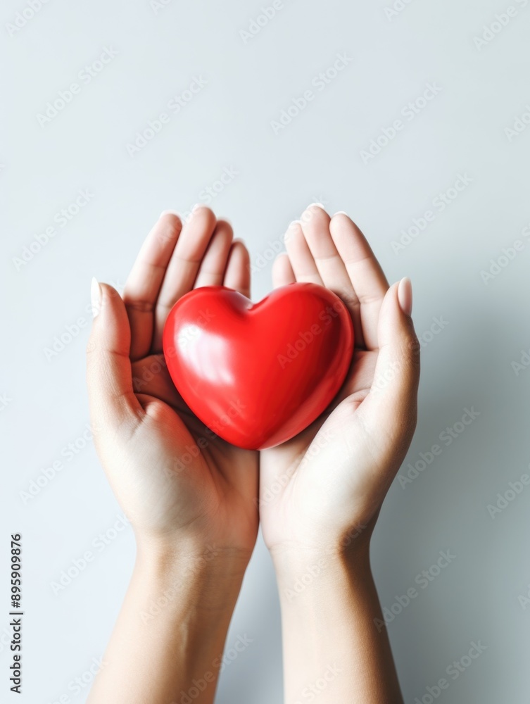 Two hands supporting a heart symbolizing love and care Two hands supporting a heart symbolizing love and care