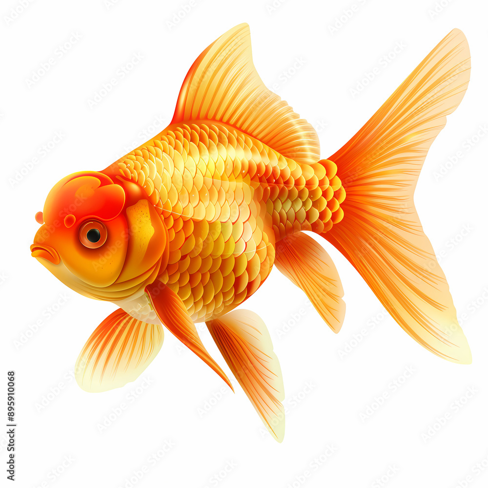 3D goldfish in white background vector image 3D goldfish in white background vector image