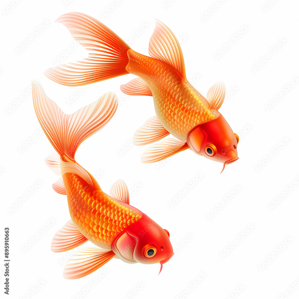 3D goldfish in white background vector image 3D goldfish in white background vector image