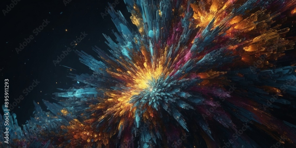 Bright Abstract Fractal Explosion Design. Bright Abstract Fractal Explosion Design.