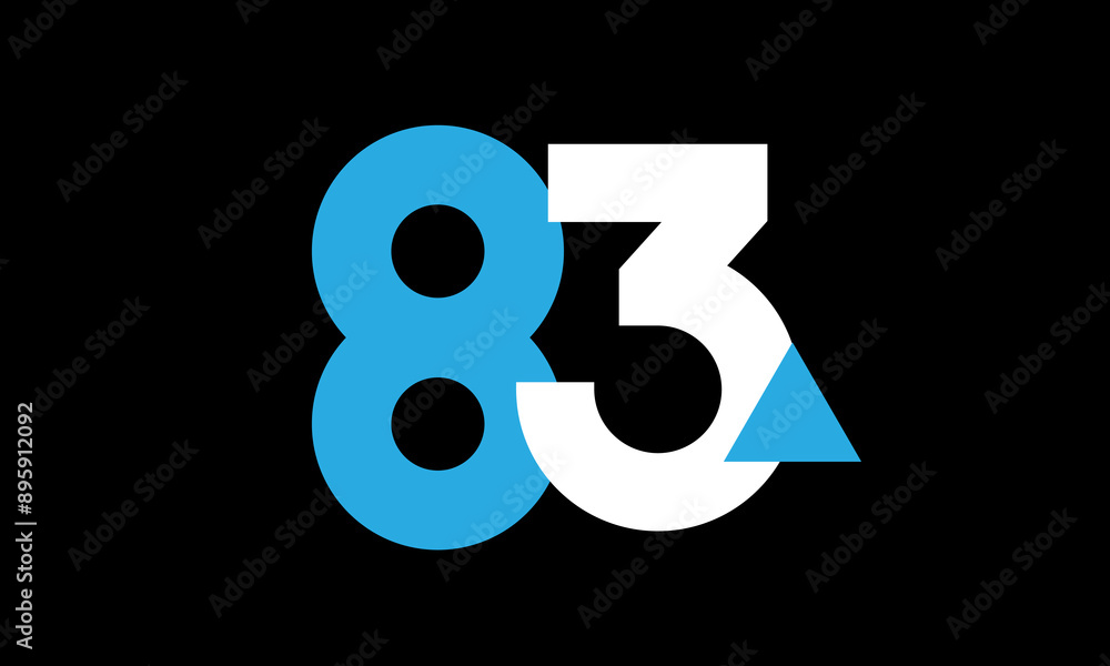 83 Triangle Number Logo Blue White Simple Modern 83 Triangle Number Logo Blue White Simple Modern