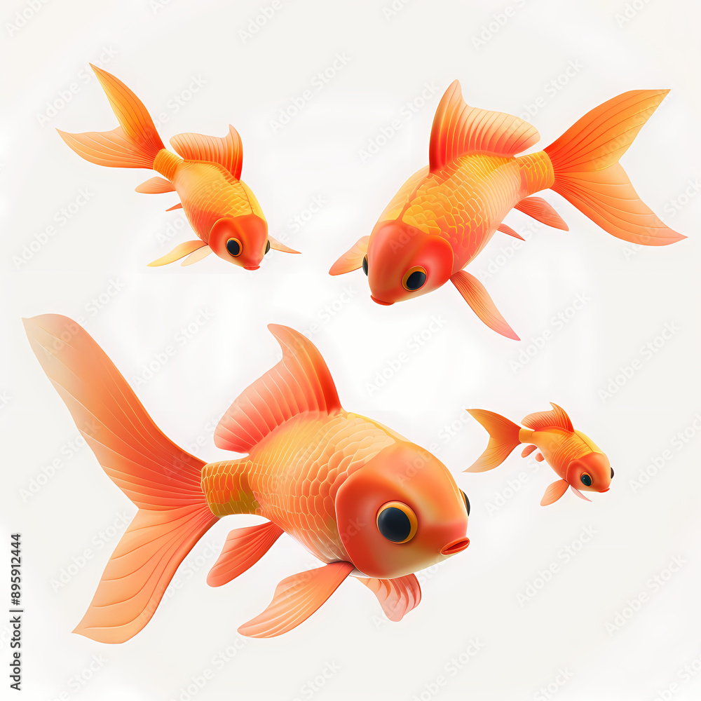 3D goldfish in white background vector image 3D goldfish in white background vector image