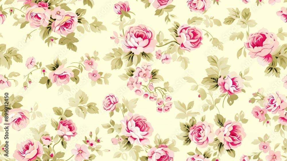 A repeating pattern of blue flowers and leaves on light background SEAMLESS PATTERN A repeating pattern of blue flowers and leaves on light background SEAMLESS PATTERN