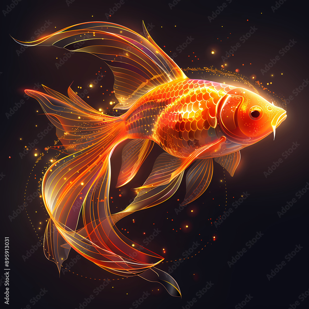 3D goldfish in white background vector image 3D goldfish in white background vector image