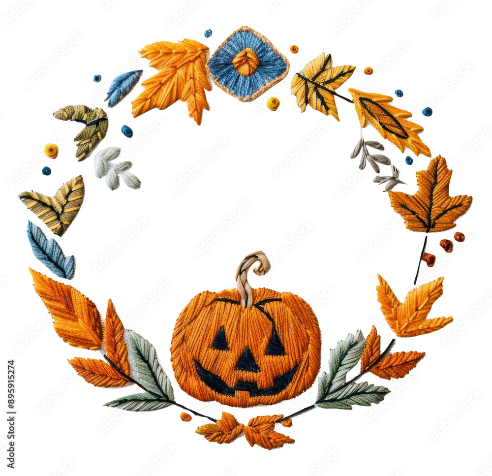 PNG Halloween pumpkin embroidery hoop art PNG Halloween pumpkin embroidery hoop art