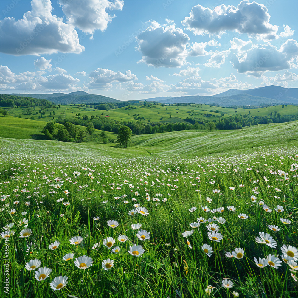 Summer landscape in a hilly region sunny day outdoors with clouds and clear blue sky. Made with generative ai
Summer landscape in a hilly region sunny day outdoors with clouds and clear blue sky. Made with generative ai