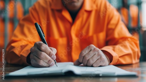 Inmate studying legal documents, selfrepresentation, determination