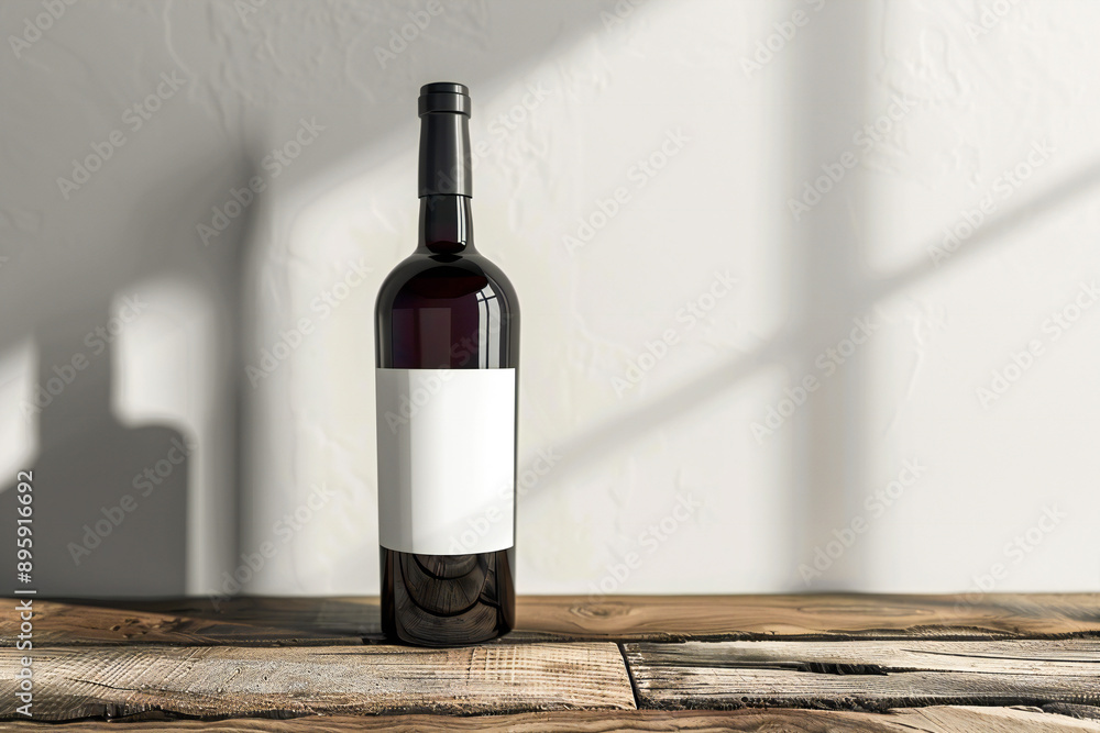Empty Wine bottle mockup with white label Empty Wine bottle mockup with white label